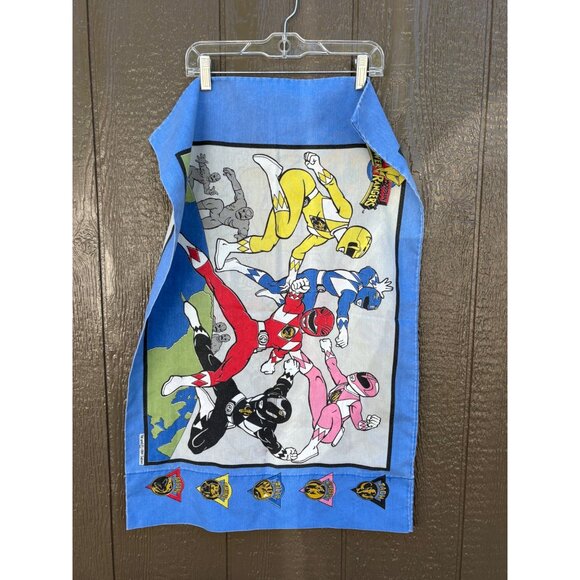 Vintage 1994 Mighty Morphin Power Rangers Pillowcase Blue Cotton Bedding - Picture 1 of 3